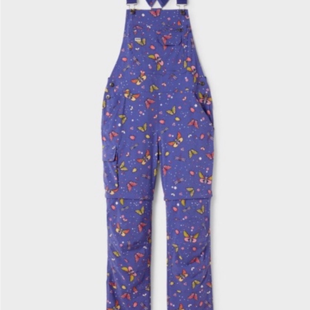 Duluth Trading Co Purple Butterfly Print Overalls